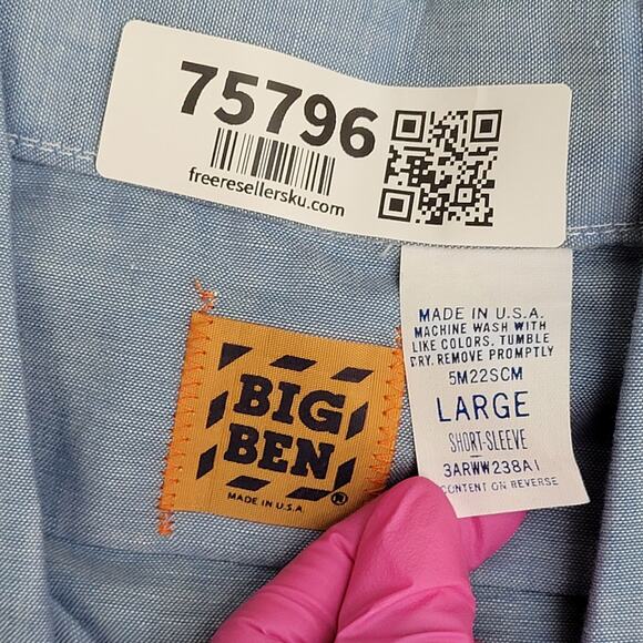 Vintage 90s Big-Ben Button Shirt Large 24x31 Wrangler Baggy - Picture 6 of 13